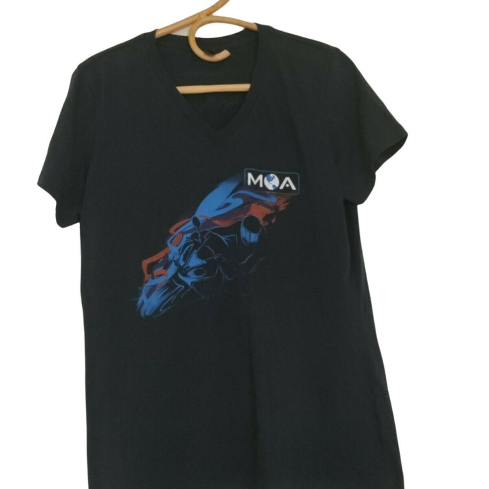 Women's BMW MOA V-neck Short Sleeve T-Shirt Black L - E4